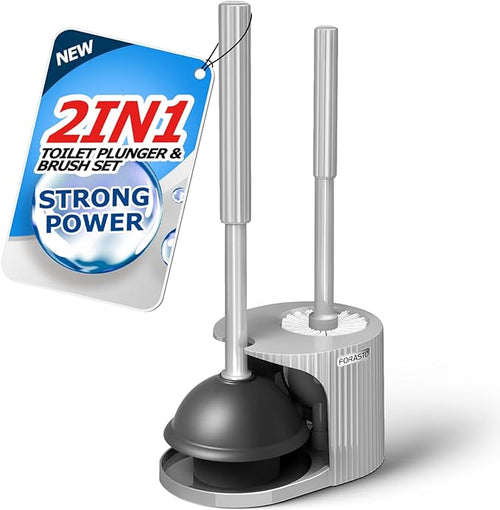 2 in 1 Toilet Plunger and Brush Set，Extended Handle Plunger，Toilet Bowl Brush by FORASTO