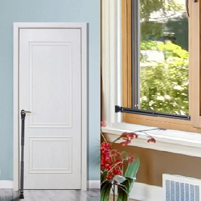 2-in-1 Door Security Bar & Sliding Patio Door Stopper Security Jammer Bar Child - Image 5