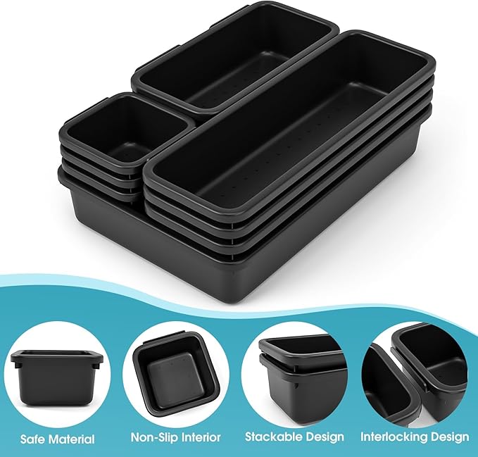 10 PCS Drawer Organizer Set, 4 Size Makeup Drawer Divider Organizer - Image 3