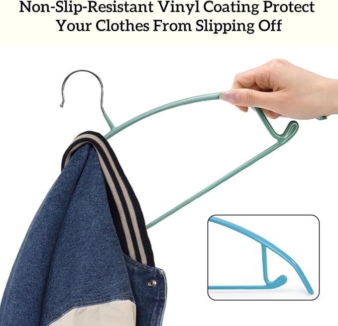14 Pack Clothes Hanger, 16.5'' Non Slip PVC Coating Metal Sweater Hangers - Image 4
