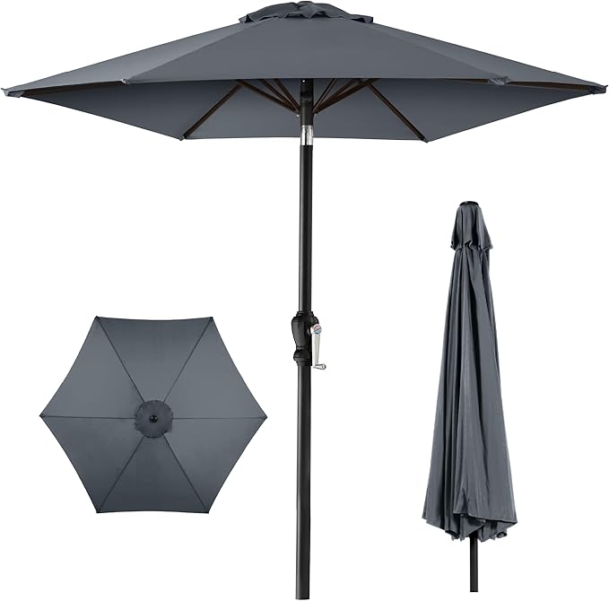 Best Choice Products 10ft Outdoor Table Compatible Steel Polyester Market Patio Umbrella w/Crank and Easy Push Button Tilt by BestChoiceProducts