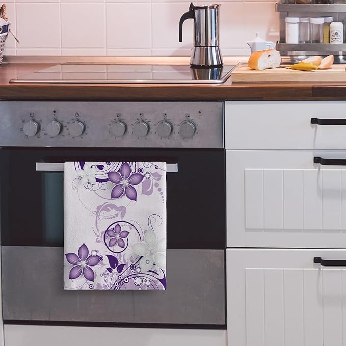 Purple Floral Kitchen Towels - Image 5