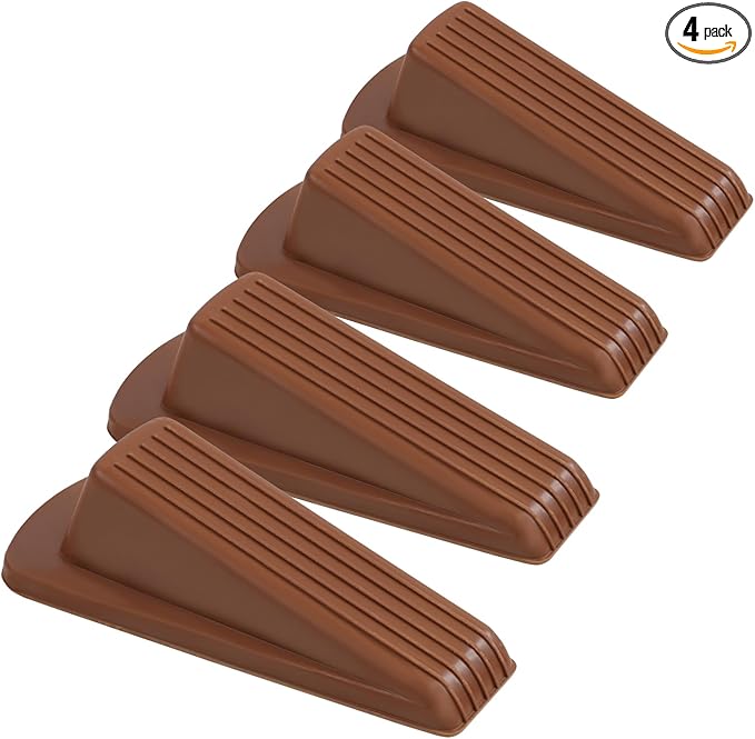 4 Pack Door Stoppers for Bottom of Door, Rubber Door Stopper Wedge, Sturdy by Utron