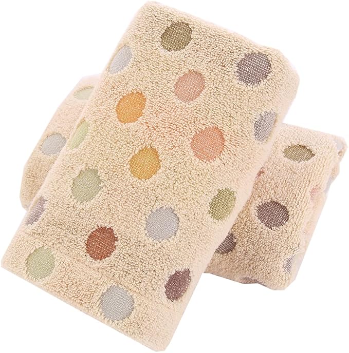 Pidada Hand Towels Set of 2 Colorful Polka Dot Pattern 100% Cotton Soft by Pidada