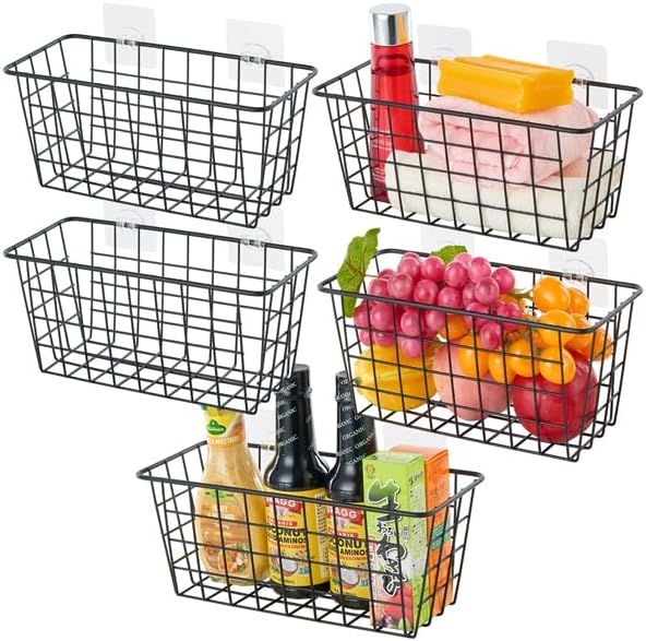 5 Pack Hanging Storage Basket, Bathroom Basket, Household Goods, by JUNCHUCHERRY