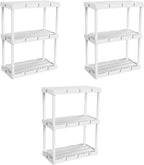 Gracious Living 3 Pack Light Duty Storage Shelves, Knect-A-Shelf 3-Shelf Ventilated Shelving Rack Organizer for Home, Garage, Basement, Laundry, White by GraciousLiving