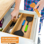 Bamboo Kitchen Drawer Organizer, Wooden Storage Box - Image 2