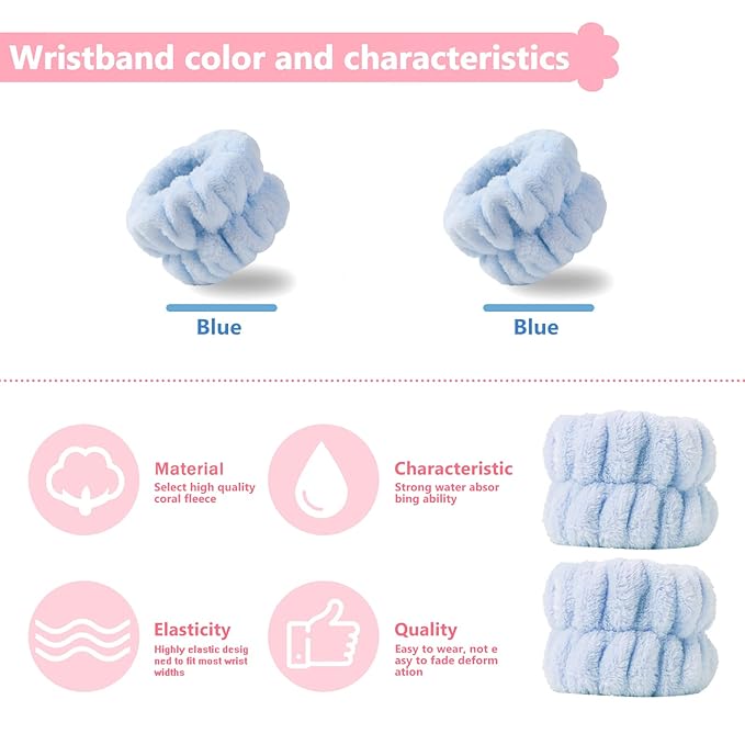 2pcs Wrist Bands for Washing Face, Microfiber Face Washing Wristbands, Arm - Image 2