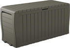 Keter Marvel Plus 71 Gallon Resin Outdoor Storage Box for Patio, Balcony & Garden – Weather‑Resistant Deck Box for Cushions, Pillows, Pool Floats & Tools, Mossy Brown by Keter