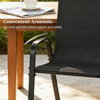 MAMIZO Patio Dining Chairs, Stackable All Weather Teslin Chair, Heavy Duty Outdoor Breathable Chairs Set, w/Armrests, Upgraded Chair FeetW/Strenthened Iron Spacers, 330 LBS (4, Black) - Image 8