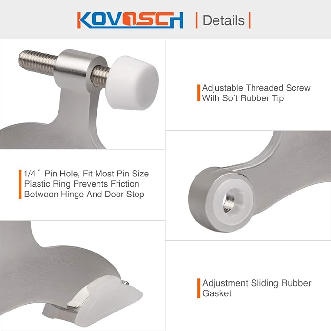 6 Pack Hinge Pin Door Stopper Brushed Satin Nickel - Image 4