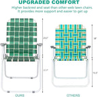 VINGLI Patio Lawn Webbed Folding Chairs Set of 2, Outdoor Beach Chair Portable Dining Chair for Outdoor Yard, Garden (Dark Green, Classic) - Image 3