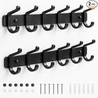 pickpiff Coat Rack Wall Mounted Heavy-Duty: Metal Coat Hanger 6 Hooks by pickpiff