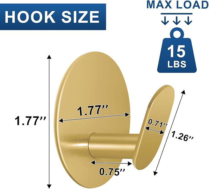 Adhesive Hooks for Bathrooms, 4 Piece Towel Hooks for Hanging Hat Robe Coat - Image 2