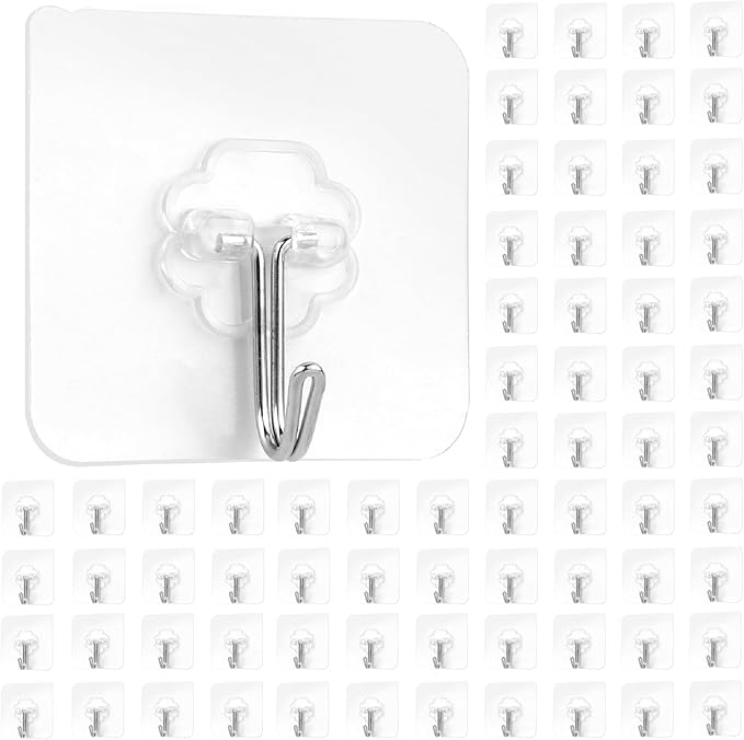 72pcs Adhesive Wall Hooks - 22lb Heavy Duty Hooks by anpiwshjo