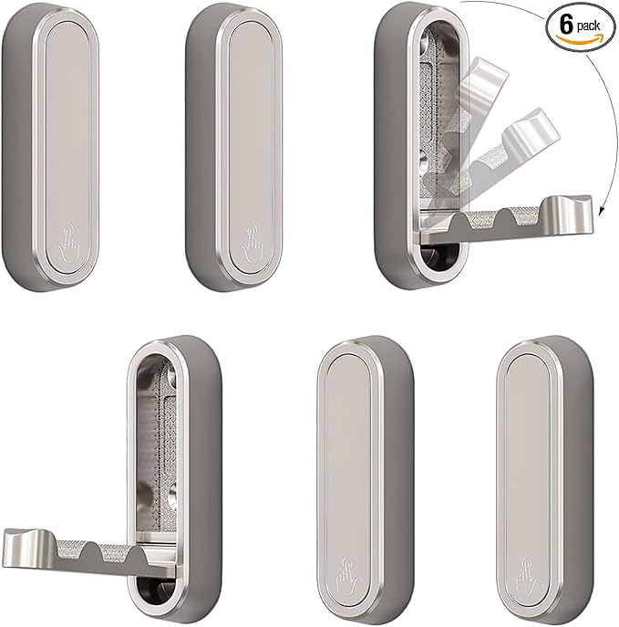 6PCS Folding Coat Hooks, Heavy Duty Wall Hooks Made of Zinc Alloy, Foldable by XSGTZMJ