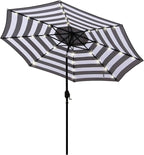 Blissun 9 ft Solar Umbrella 32 LED Lighted Patio Umbrella Table Market Umbrella with Tilt and Crank Outdoor Umbrella for Garden, Deck, Backyard, Pool and Beach (Black and White) by Blissun