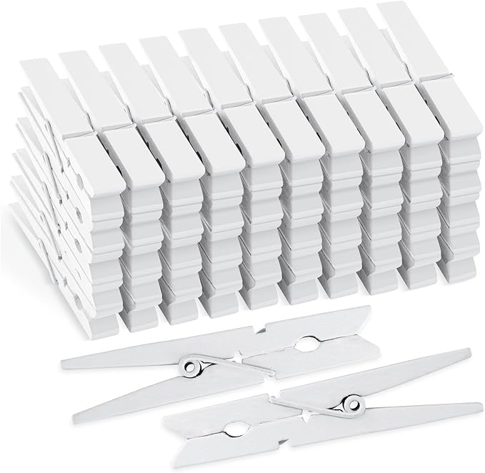 50Pcs White Wooden Clothespins, 2.9 inch Clothes Pins by Tecbeauty