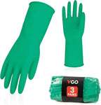 Vgo... 3-Pairs Reusable Household Gloves, Rubber Dishwashing gloves, Extra by Vgo