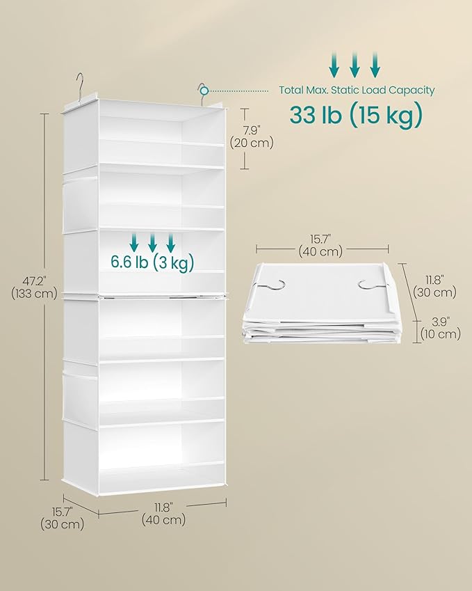 SONGMICS Hanging Closet Organizer, 6-Tier Fabric Storage Shelf, Separable - Image 2