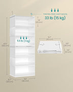 SONGMICS Hanging Closet Organizer, 6-Tier Fabric Storage Shelf, Separable - Image 2