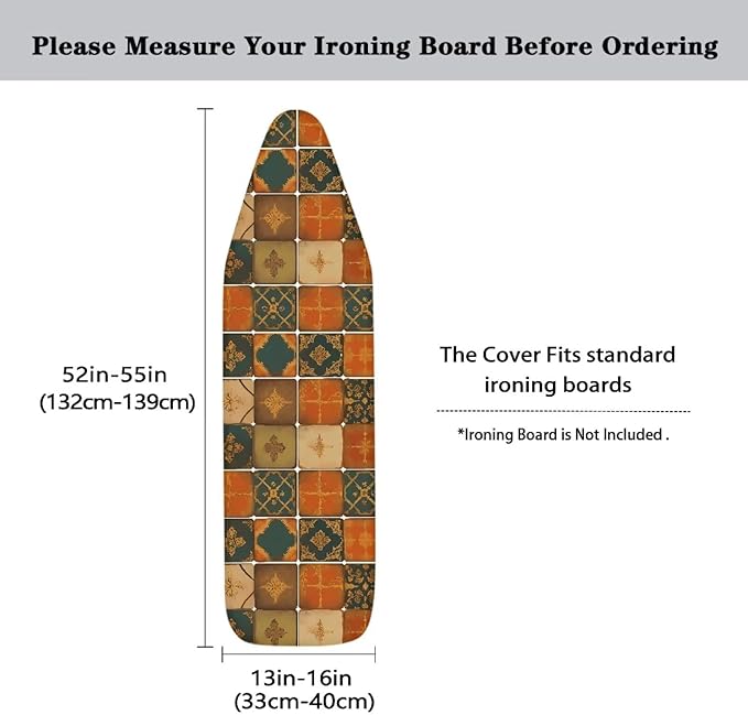 Moroccan Ceramic Tiles Steam Ironing Board Cover, Vintage Square Tile Standard - Image 5