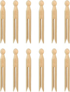 12PCS Round Wooden Clothespins for Crafts and Laundry, Wood Doll Pins Doll by Reicyfang