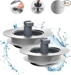 Hibbent Upgraded 2 Pack 3 in 1 Kitchen Sink Drain Strainer and Stopper Combo by Hibbent