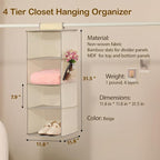 Hanging Closet Organizer 4 Tier Hanging Storage - Image 3