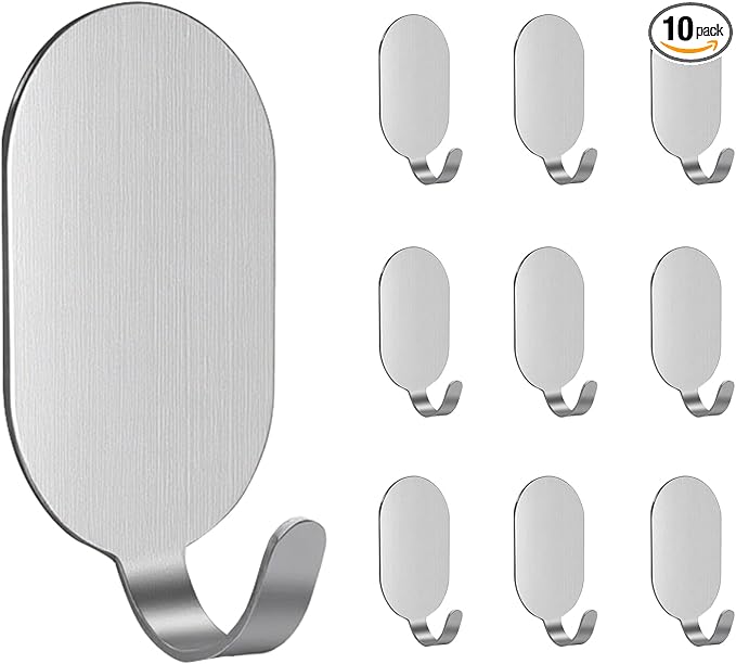 Stainless Steel Hooks, Drill Free No Damage, 11 Lbs Capacity by IBERDE