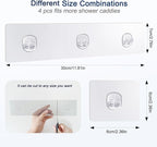 Shower Caddy Adhesive Replacement, 4 Pack Strong Adhesive Shower Hooks - Image 2