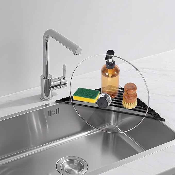 Triangular Sink Rack, Foldable Sink Drying mat, Heat-Resistant, and Rust-Proof - Image 7
