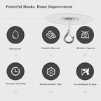 No Hole Adhesive Ceiling Hooks for Hanging Light Plants, Sticky Eye Hooks for - Image 3