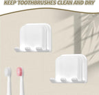 2-Piece Set of White self-Adhesive Wall-Mounted Waterproof Toothbrush Holders - Image 6