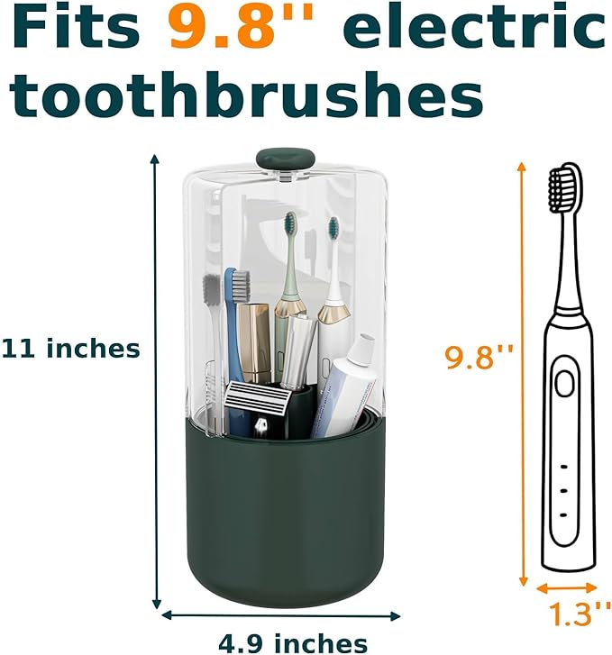 Toothbrush Holder with Cover 360 Rotating 4 Compartments Bathroom Toothpaste - Image 5