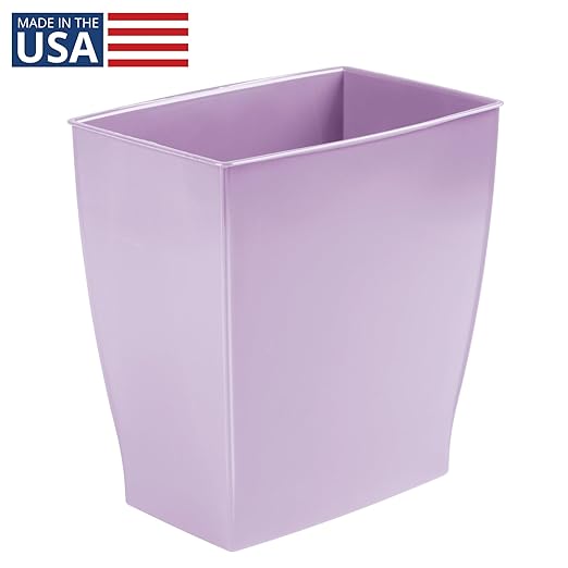 iDesign Small Plastic Bathroom Trash Can, Slim Rectangle Garbage Bin - Image 2