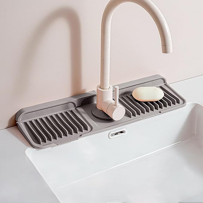 Longer Silicone Faucet Mat for Kitchen Sink – Button Style Faucet Drip Catcher by Unknown