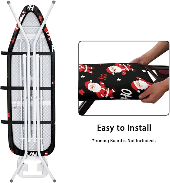 Black Christmas Santa Ironing Board Cover Cover Standard Size Soft Fabric - Image 4