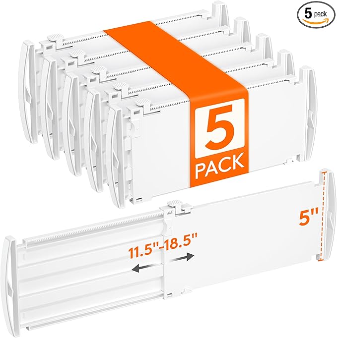 Lifewit 5" Tall 5 Pack Drawer Dividers, 30-47cm/11.5-18.5" Expandable Drawer by Lifewit