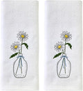 SKL Home Daisies in Vase 100% Cotton Embroidered 2pc Hand Towel Set, Decorative by SKLHomebySaturdayKnightLtd