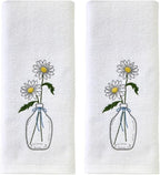 SKL Home Daisies in Vase 100% Cotton Embroidered 2pc Hand Towel Set, Decorative by SKLHomebySaturdayKnightLtd
