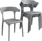 VECELO 4 Pack Plastic Stacking Chairs, Stackable Dining Chairs for Kitchen Restaurant Patio, Portable Indoor Outdoor Use, No Assembly Required, Gray - Image 9