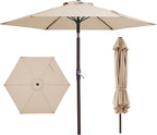 JEAREY 7.5FT Patio Umbrella Outdoor Table Umbrella with 6 Sturdy Ribs, Push Button Tilt & Easy Crank Table Umbrella for Garden, Deck, Backyard & Pool, Cream Beige by JEAREYOutdoorsCollection