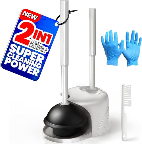 2 in 1 Toilet Brush and Plunger Set, Extended Handle Plunger, Toilet Bowl Brush by Unknown