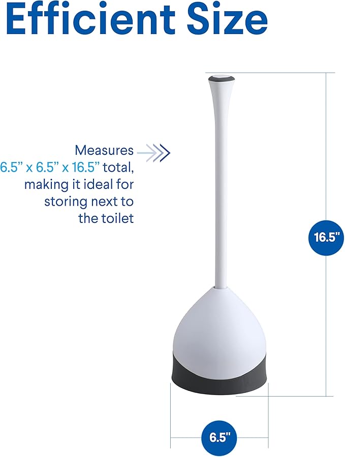 Clorox Toilet Plunger with Hideaway Holder Caddy Heavy-Duty Compact Design with - Image 8