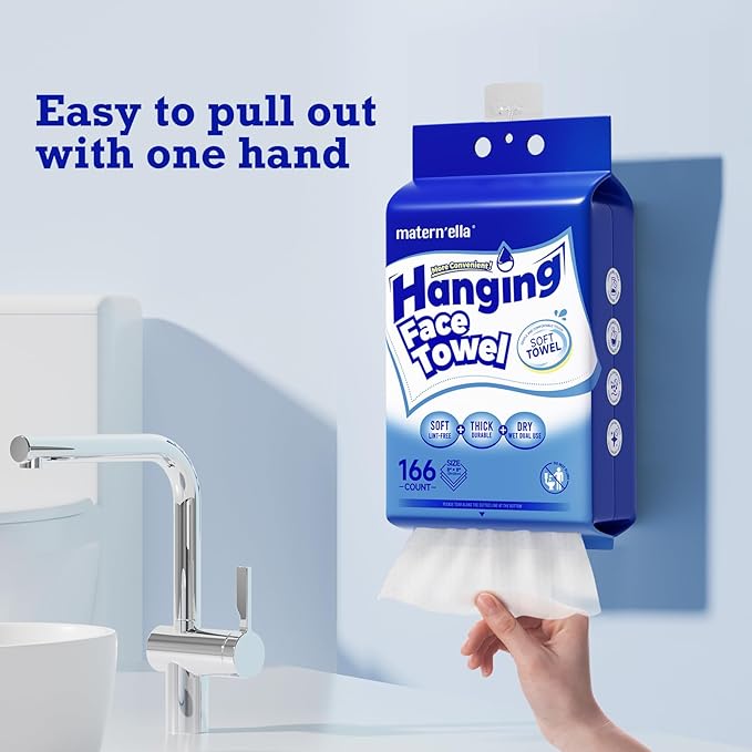 matern'ella Hanging Dry Wipes 166 Counts Face Towel Washcloth Facial Cleansing - Image 2