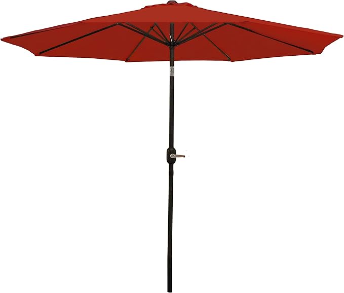 Sunnydaze Outdoor Patio Umbrella - Polyester Table Market Umbrella with Push-Button Tilt and Crank - 8 Sturdy Ribs - Burnt Orange - 9ft by SunnydazeDecor