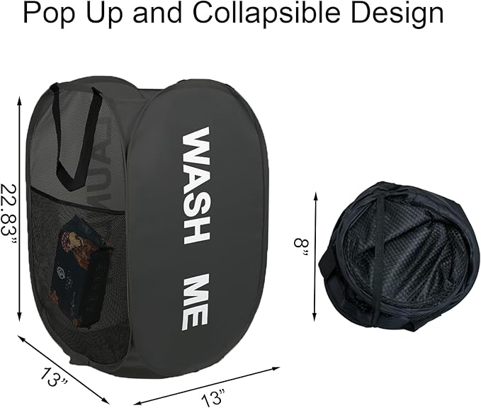 Collapsible Laundry Basket Foldable Laundry Hamper Pop Up Basket Dirty Clothes - Image 3