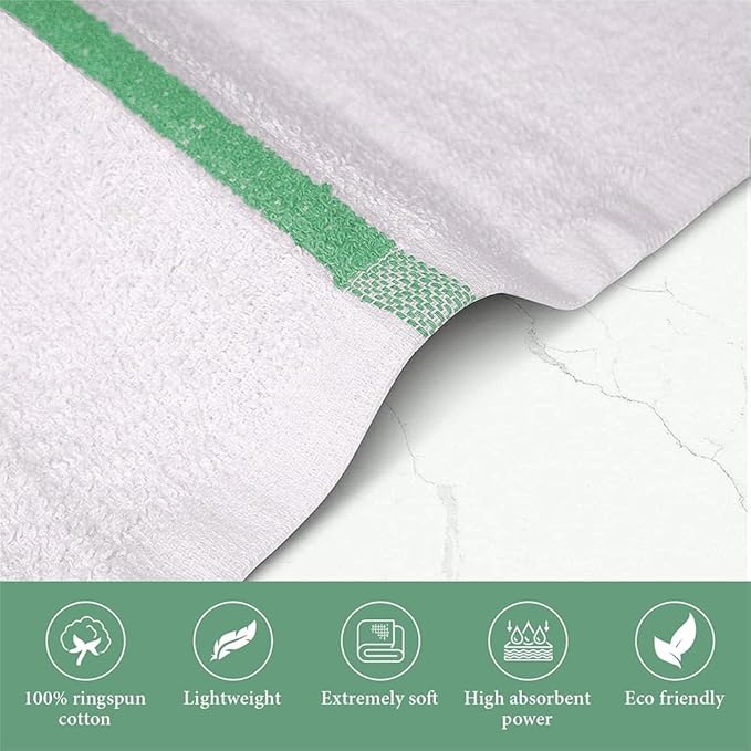 Bar Mop Green Stripe 10 lbs 16x19 Pack of 60, 100% Cotton Double Stitched Route - Image 2