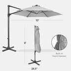 Best Choice Products 10ft Offset Cantilever Hanging Market Patio Umbrella, Smooth 360° Rotation, 8 Sturdy Ribs, Easy Adjustment - Fog Gray - Image 2